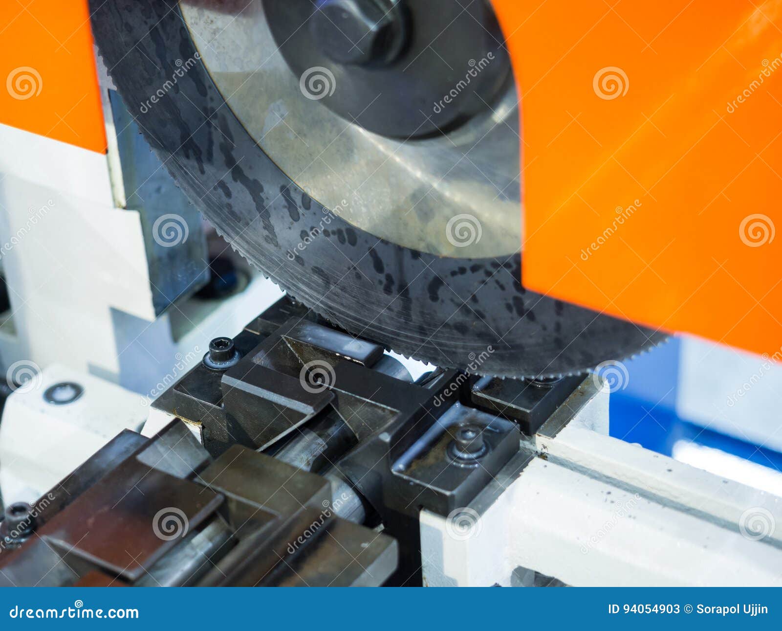 Circular Saw Cutting Tool Steel Bar by Automatic Feed Stock Image