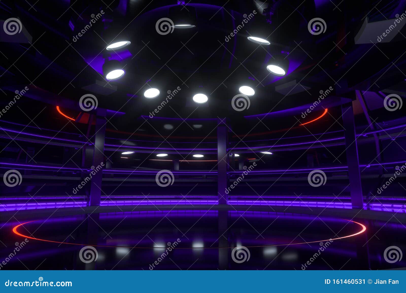 Circular Technological Structure Building, 3d Rendering Stock ...