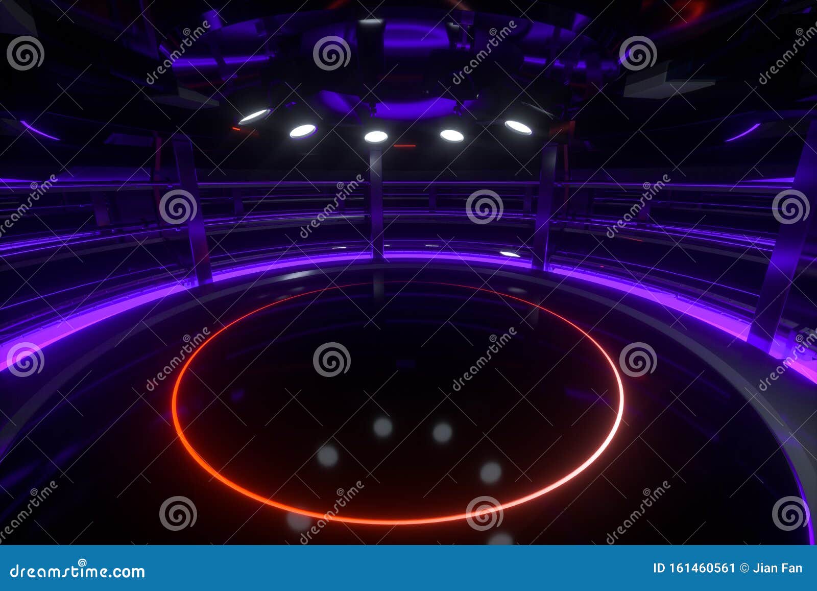 Circular Technological Structure Building, 3d Rendering Stock ...