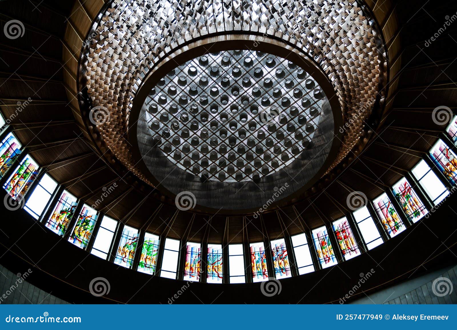 Circular Theater Ceiling with Stainedglass Windows Around the Edge