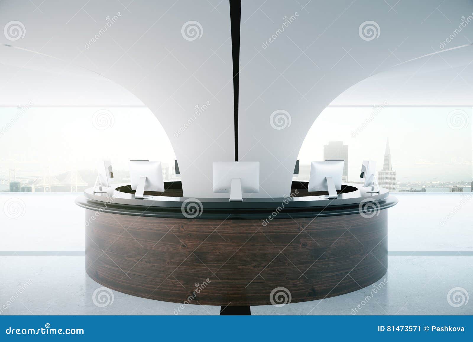 Circular Wooden Reception Desk Stock Illustration Illustration