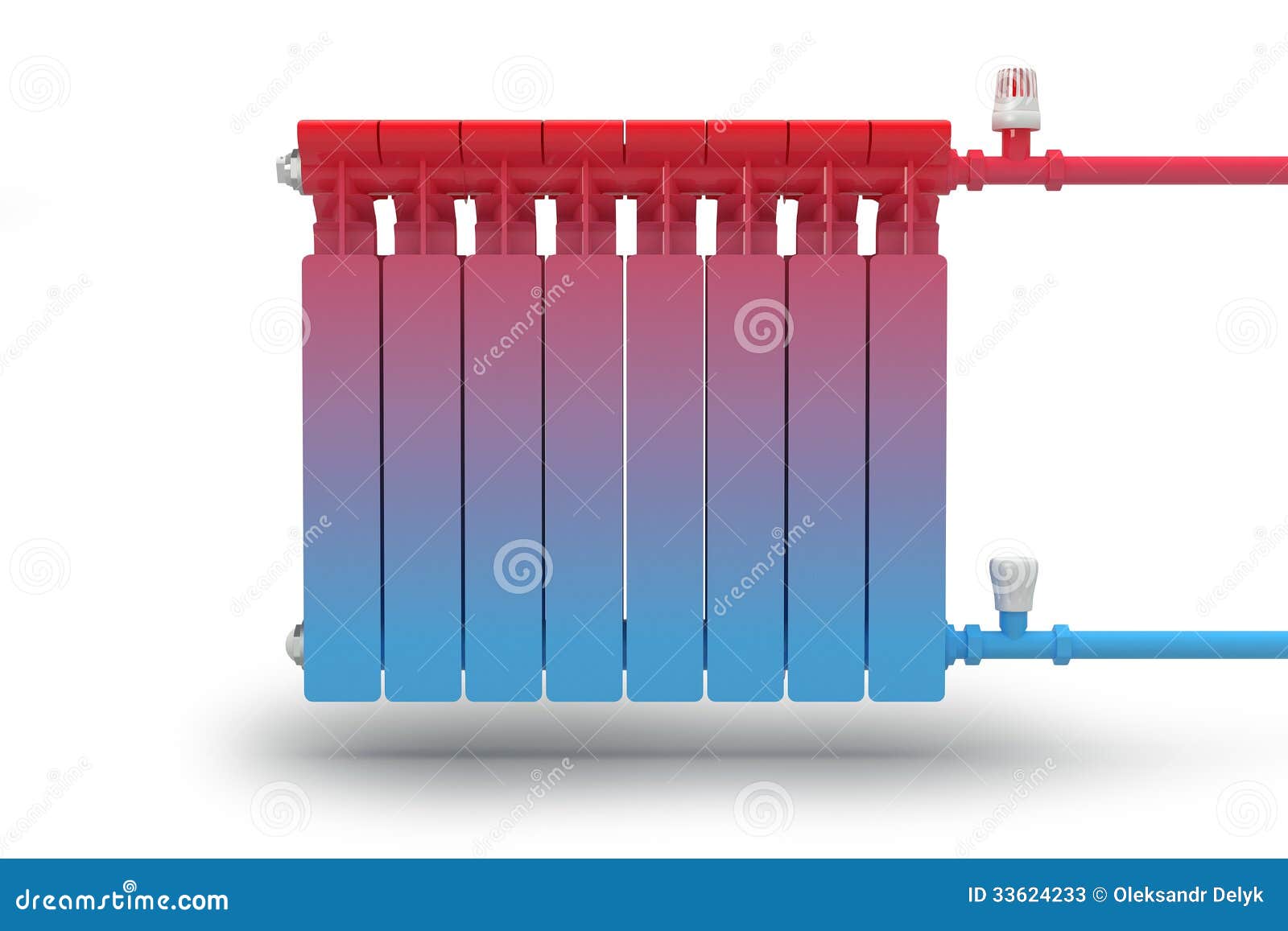 the circulation of heat flow in the radiator heating system.