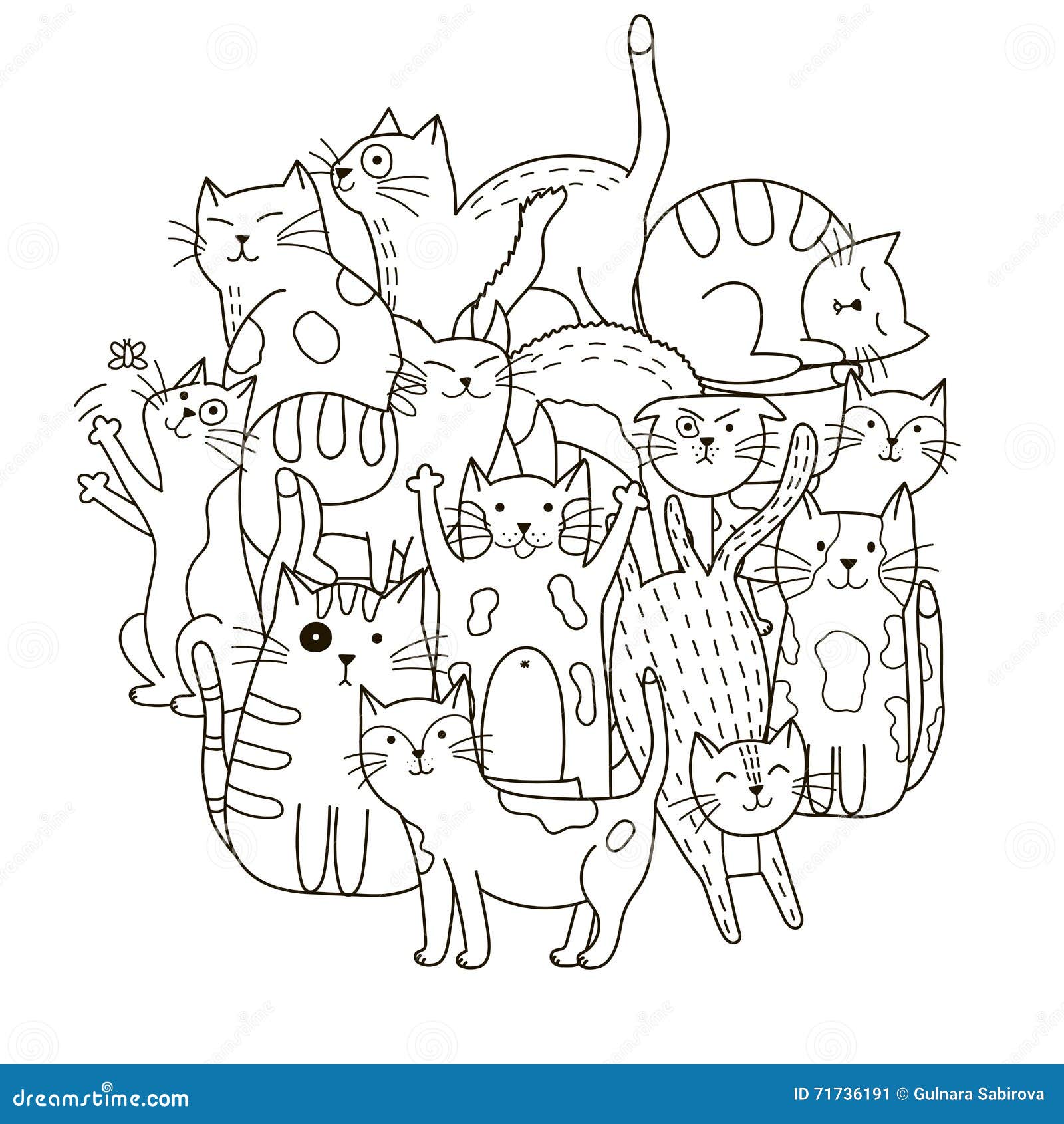 Teste Padrão Dos Gatos Da Garatuja De Kawaii Fundo Animal Bonito Grande  Para O Livro Para Colorir, O Envolvimento, Imprimir, a Te Ilustração do  Vetor - Ilustração de cartoon, divertimento: 143706077