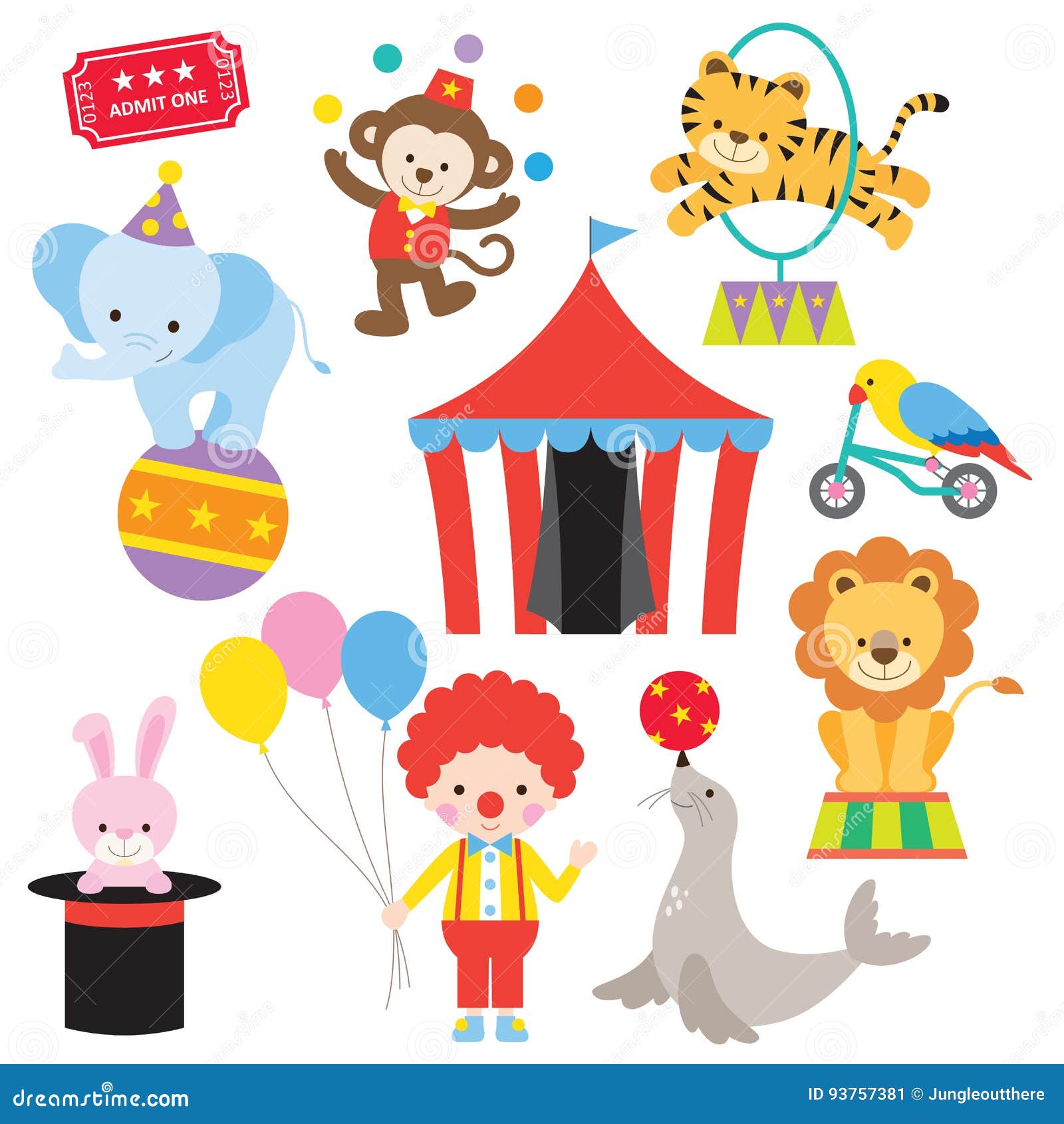 Circus Animal Set stock vector. Illustration of carnival - 93757381 Circus Animal Set stock vector. Illustration of carnival - 93757381