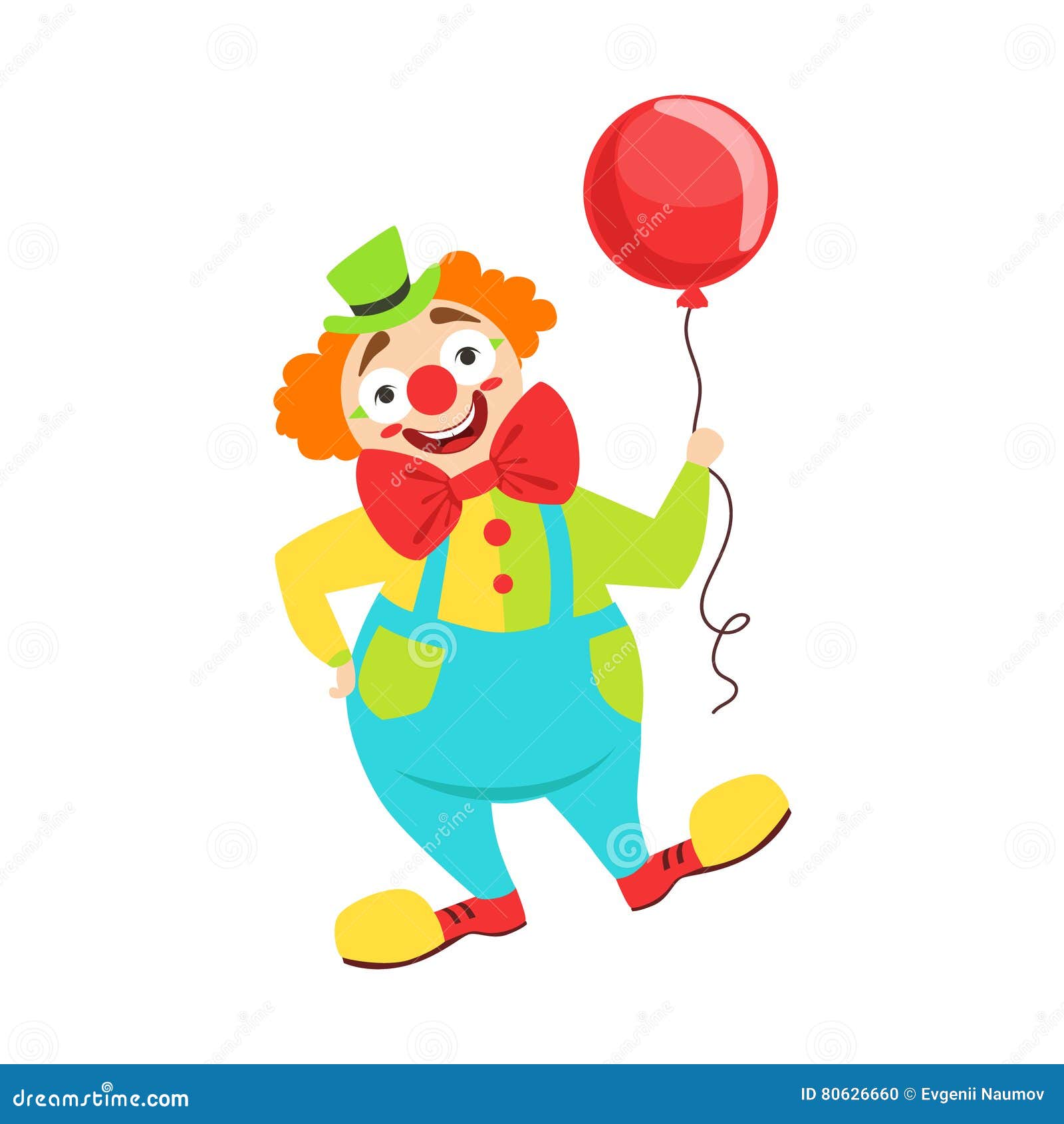 Circus Clown Artist in Classic Outfit with Red Nose and Make Up Holding a  Balloon in the Circus Show Stock Vector - Illustration of background,  isolated: 80626660