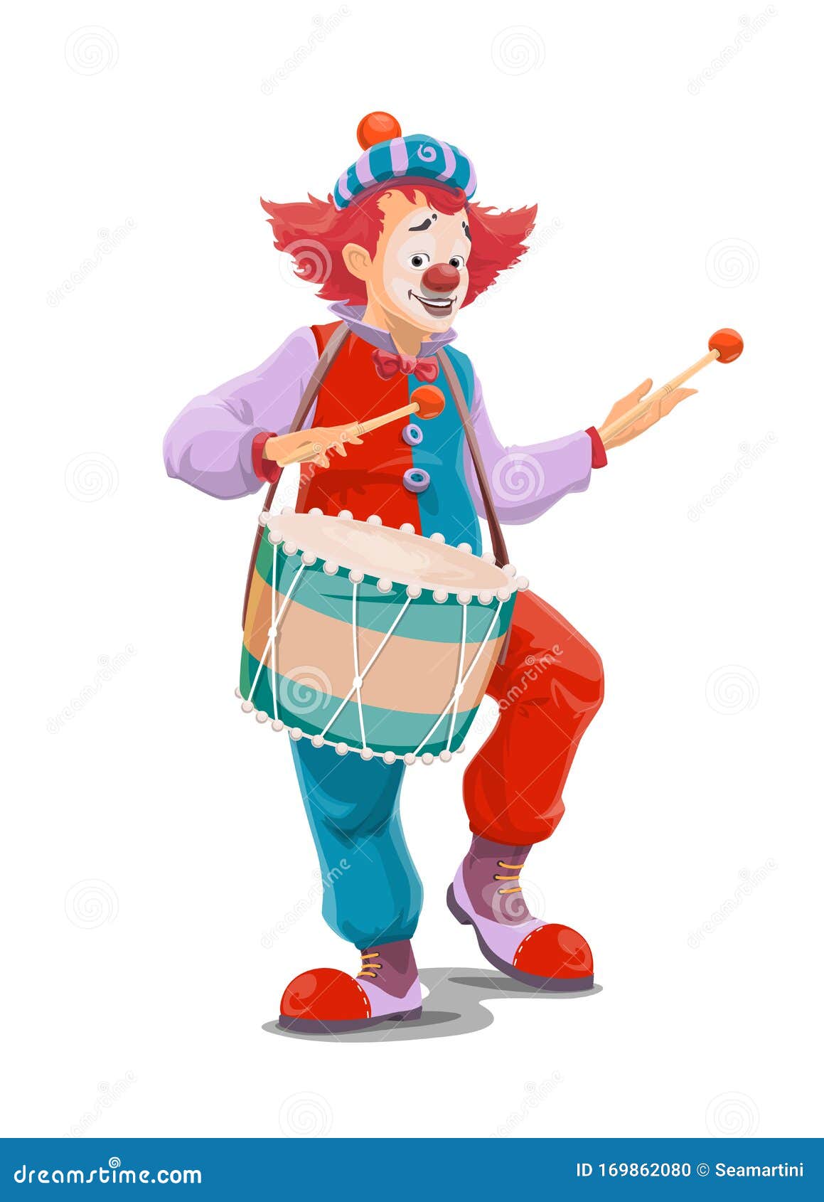 Circus Clown with Drum, Carnival Show Stock Vector - Illustration of actor, comedian: 169862080 Circus Clown with Drum, Carnival Show Stock Vector - Illustration of actor, comedian: 169862080