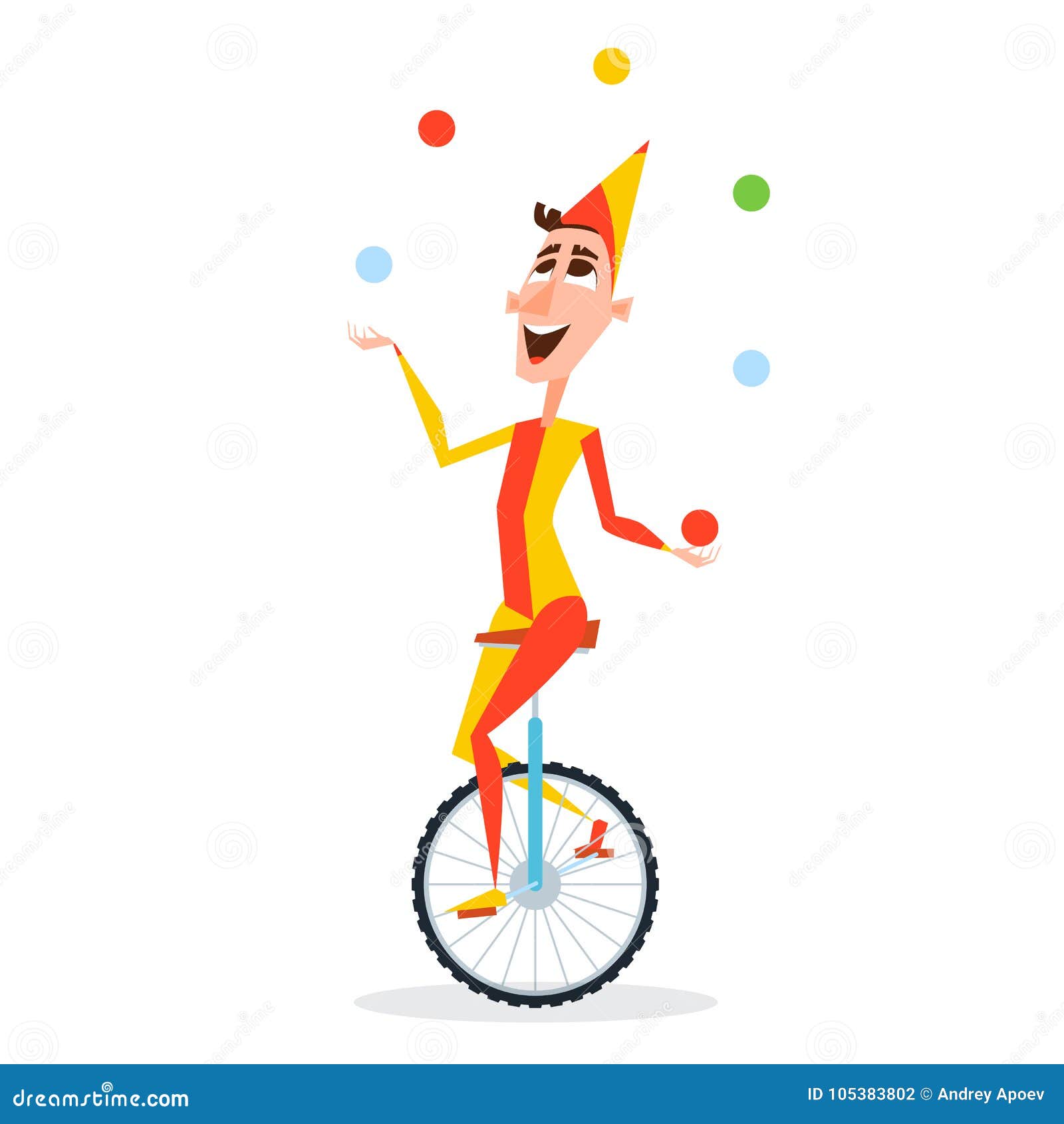 Circus Juggler On Unicycle Pop Art Vector | CartoonDealer.com #95886506