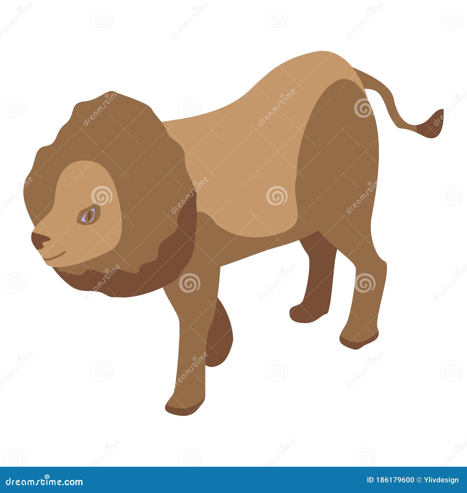 circus lion icon, isometric style
