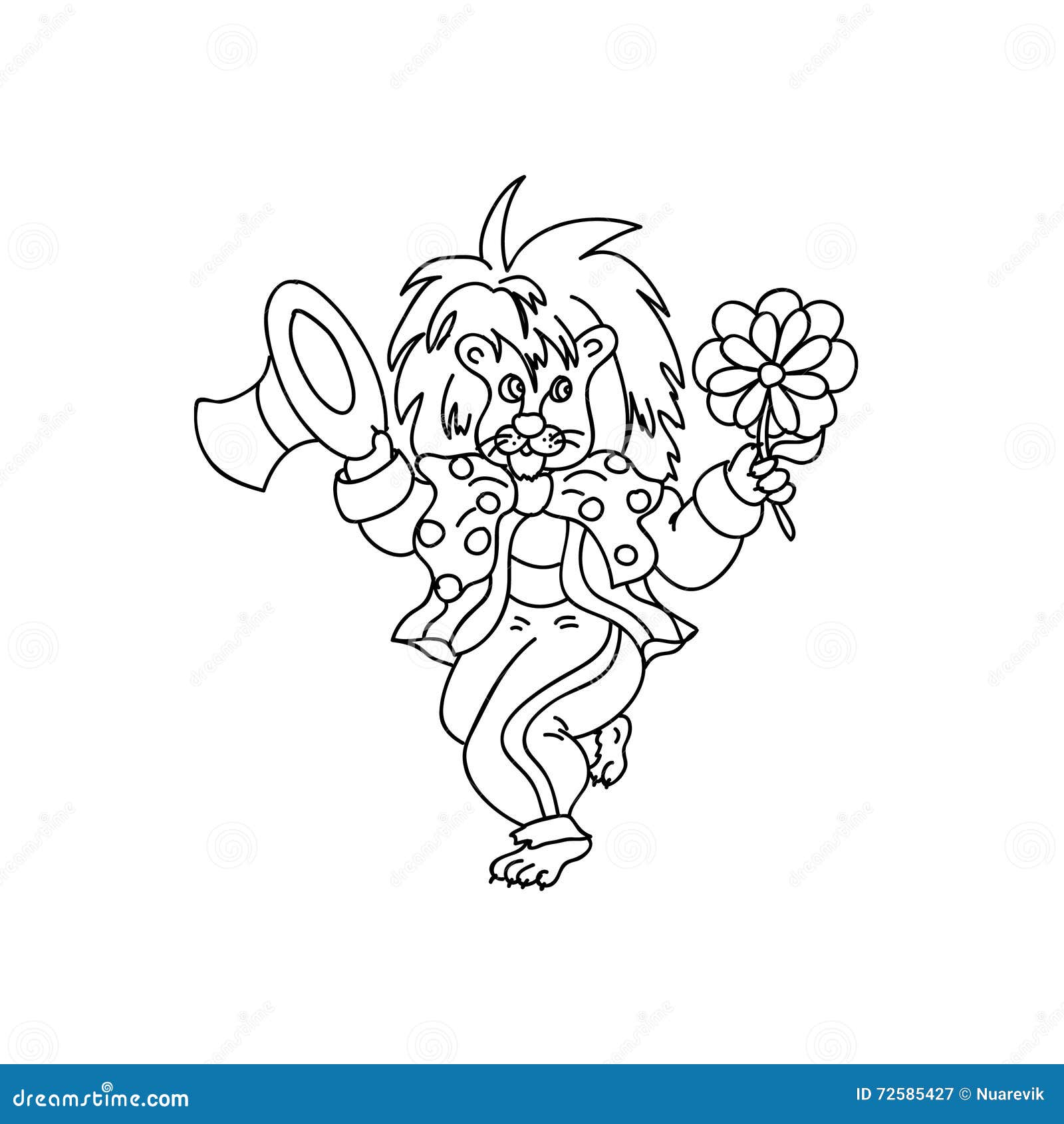 Circus Lion Kids Coloring Page Stock Illustration - Illustration of