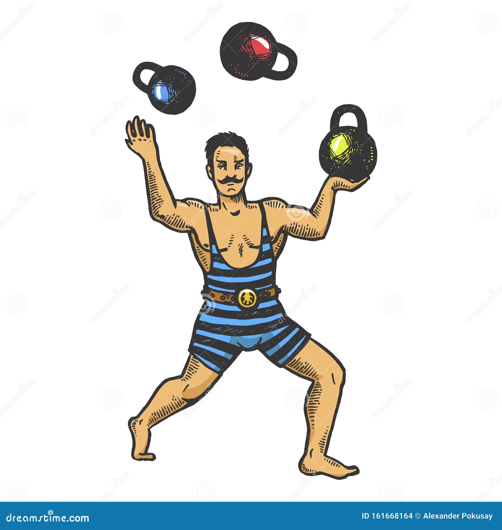 Circus Strongman Juggles Weights Engraving Vector Stock Vector Illustration of juggler