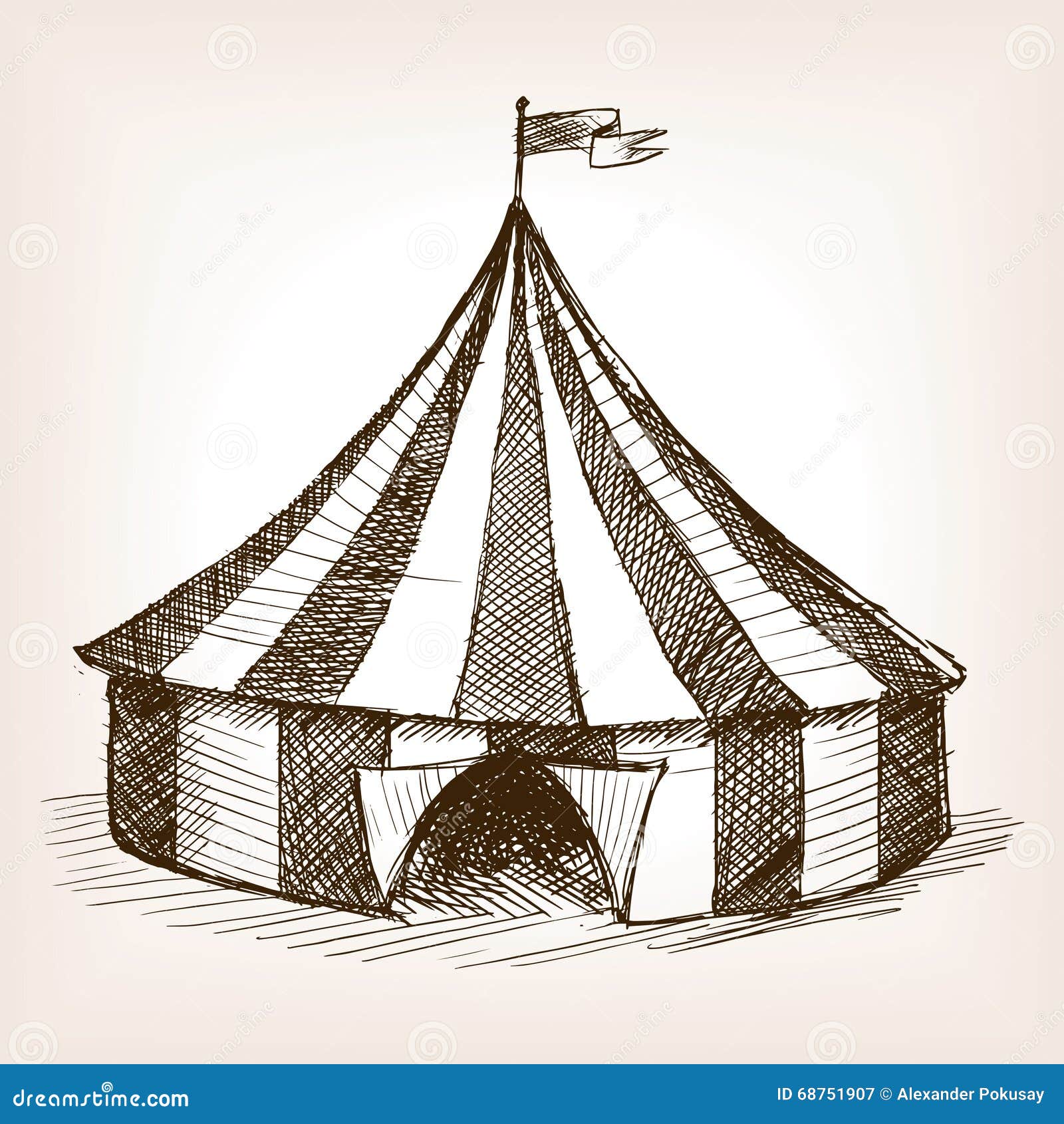 Circus Tent Hand Drawn Sketch Vector Stock Illustration - Illustration