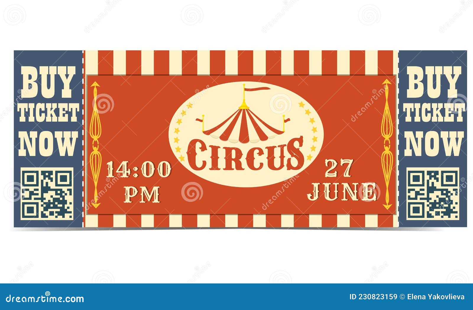 Circus Ticket. Qr Code. Carnival Invitation Stock Illustration