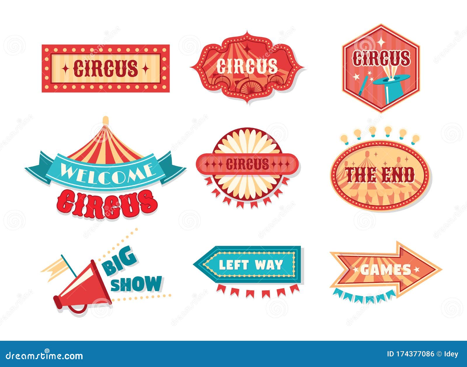 Circus Vintage Labels, Sign Boards. Logotype Template for Carnival Circus Vintage Labels, Sign Boards. Logotype Template for Carnival