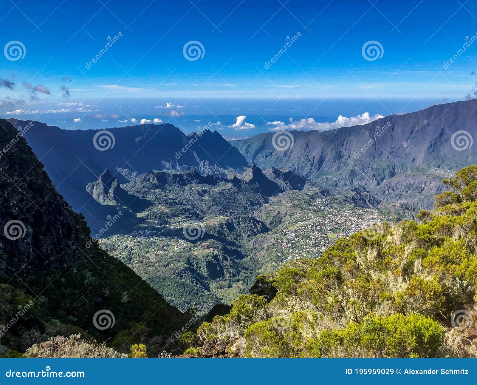 Cirque De Cilaos at Sunset View from Piton Des Neiges Stock Image