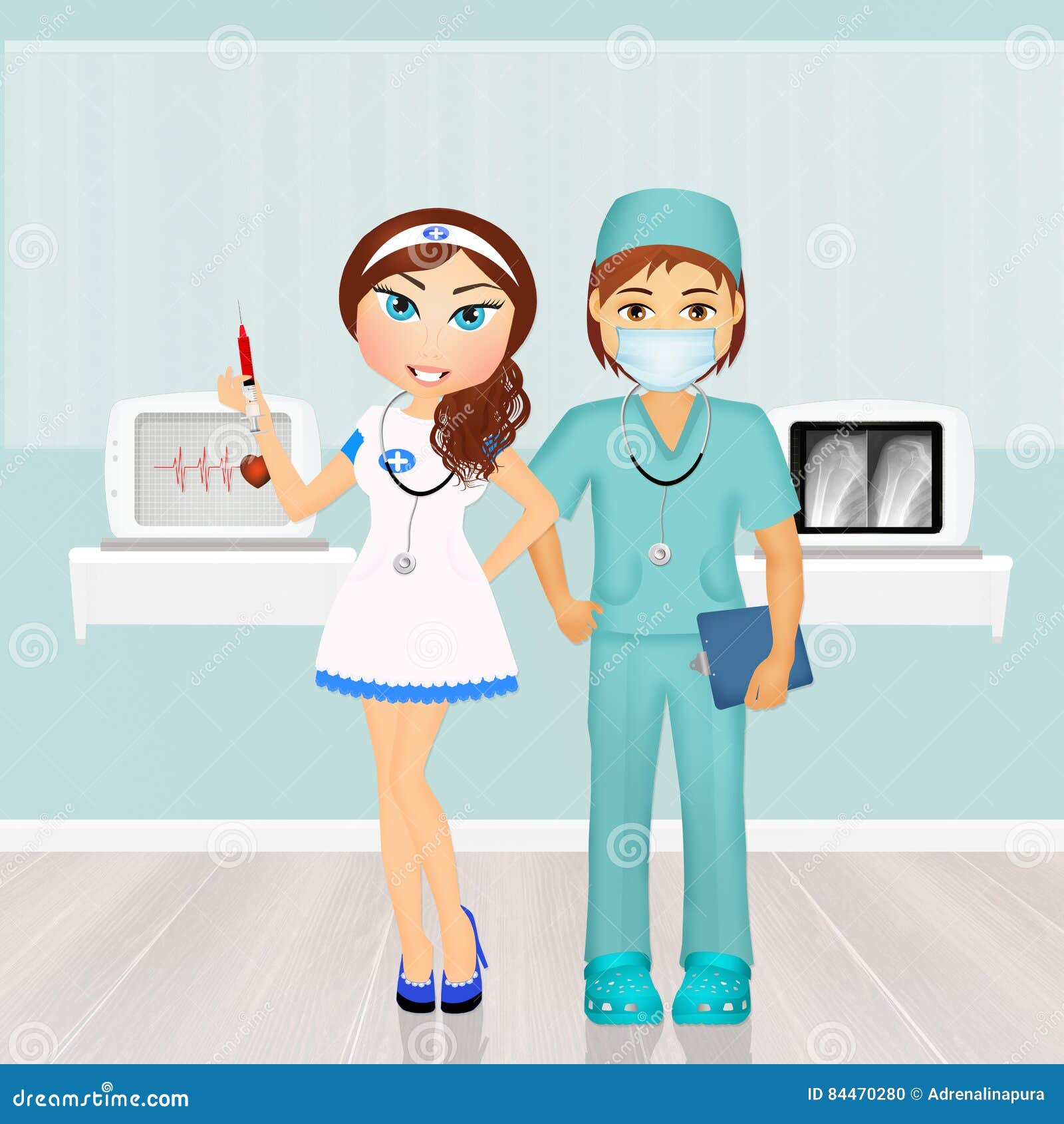 Хирург и медсестра иллюстрация
