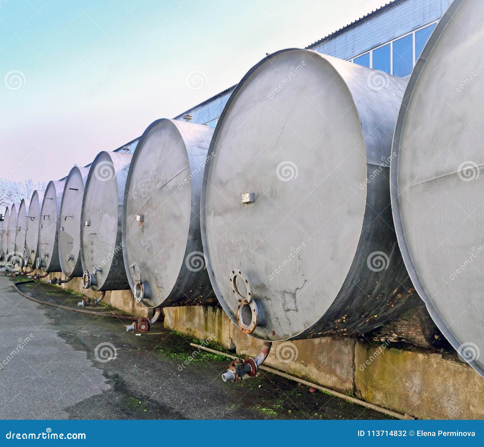 Cisterns for Storage and Transportation of Wine at the Winery Stock