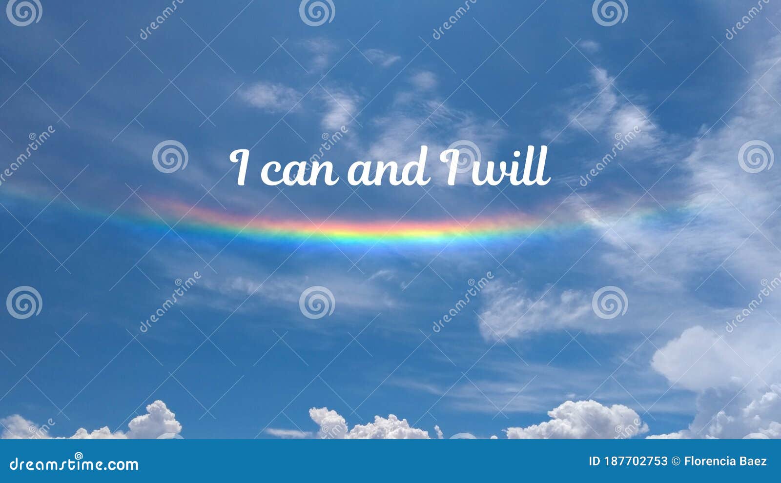 Citation Inspiree Ecrite Sur Un Ciel Nuageux Avec Un Arc En Ciel Message Avec L Expression Je Peux Et Je Le Ferai Un Message Ou Image Stock Image Du Couleur Expression