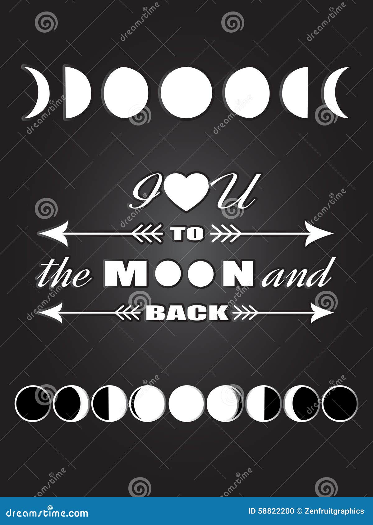Citation Inspiree D Amour De Citation Marquant Avec Des Lettres Je T Aime A La Lune Et Au Dos Avec Affiche Noire Et Blanche Lunai Illustration De Vecteur Illustration Du Astronomie Moonlight 50