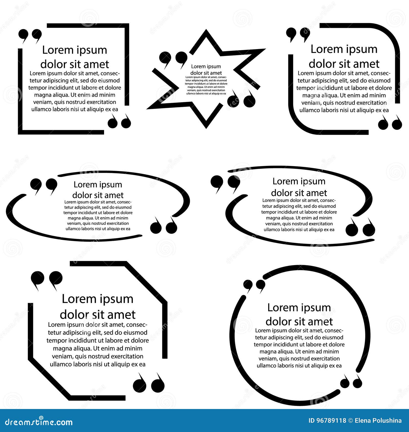 Citation text box set stock illustration. Illustration of inverted