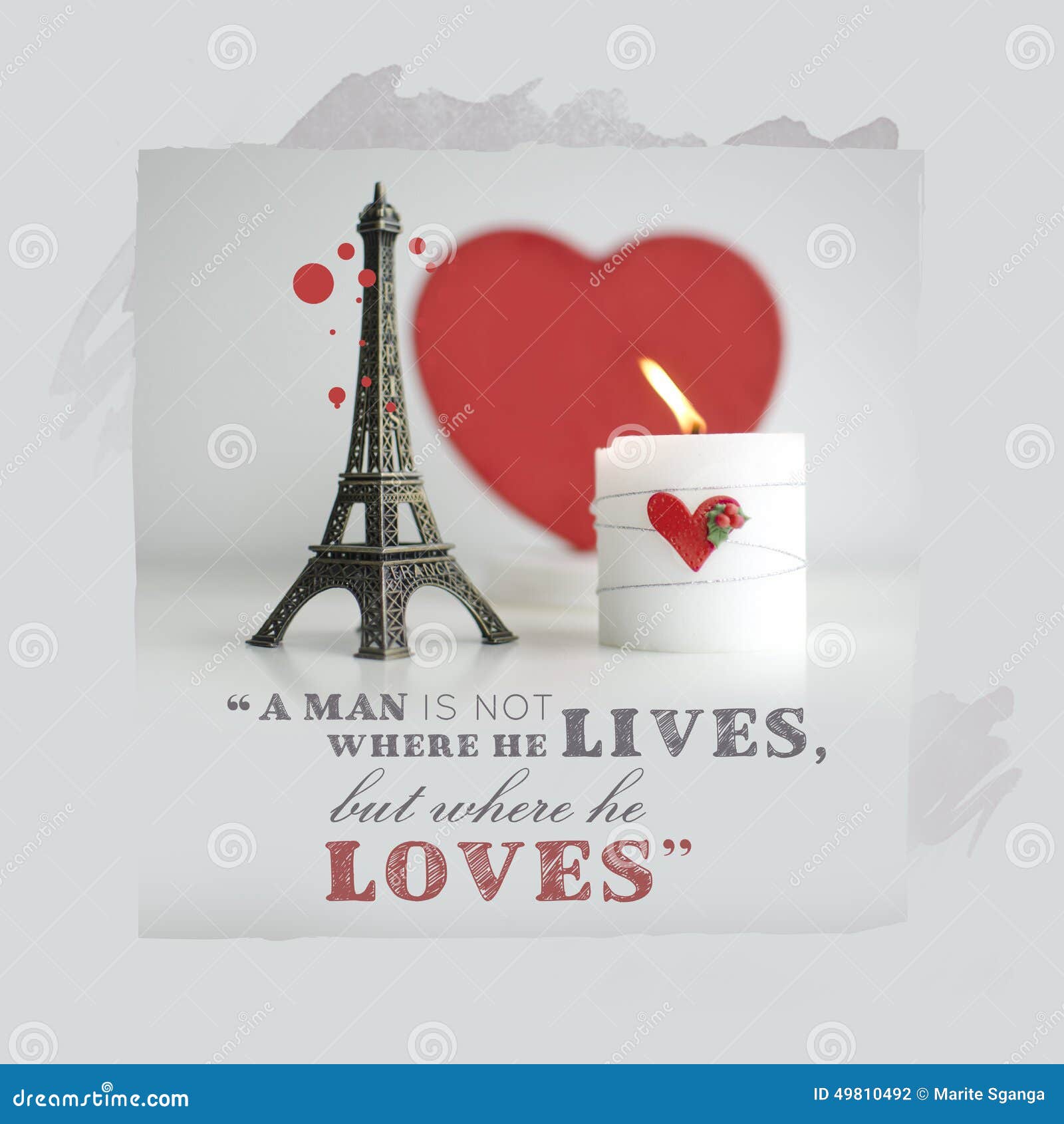 Citations De Saint Valentin Avec La Bougie Le Foyer Et Le Tour Eiffel Souv Photo Stock Image Du Mignon Calligraphique