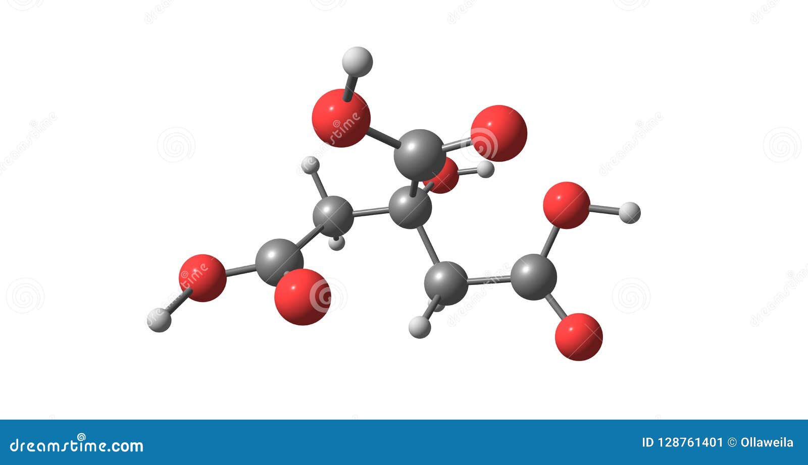 citric acid molecular structure  on white