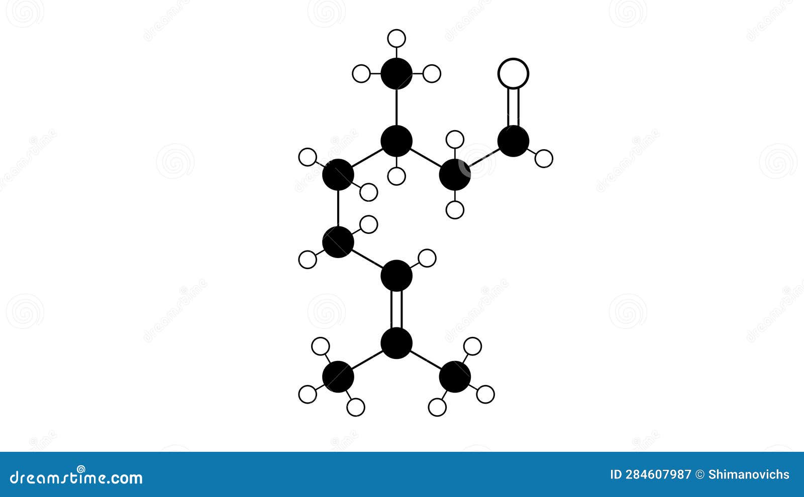 Citronellal Molecule, Structural Chemical Formula, Ballandstick Model