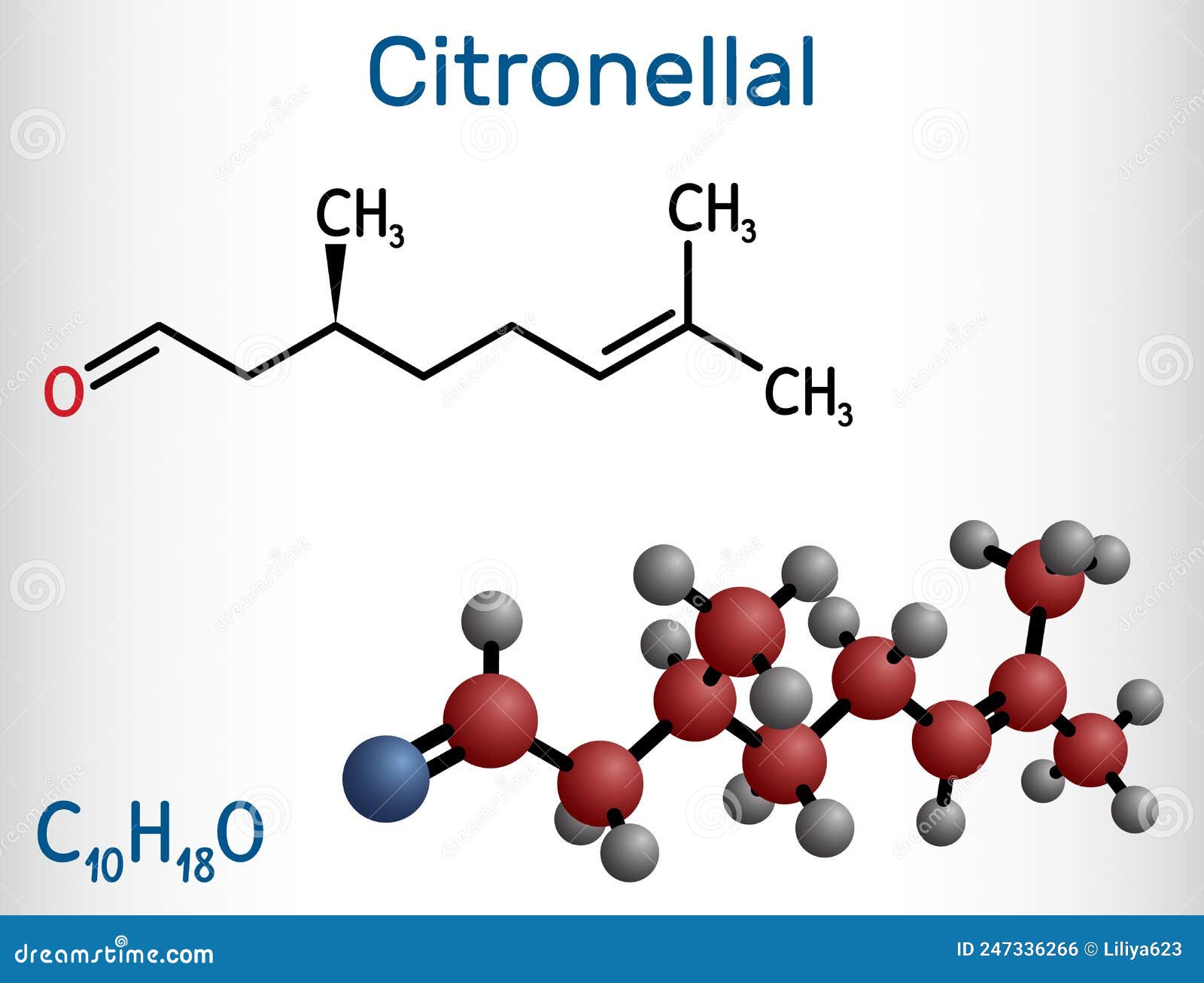 Citronellal Molecule 3d, Molecular Structure, Ball And Stick Model