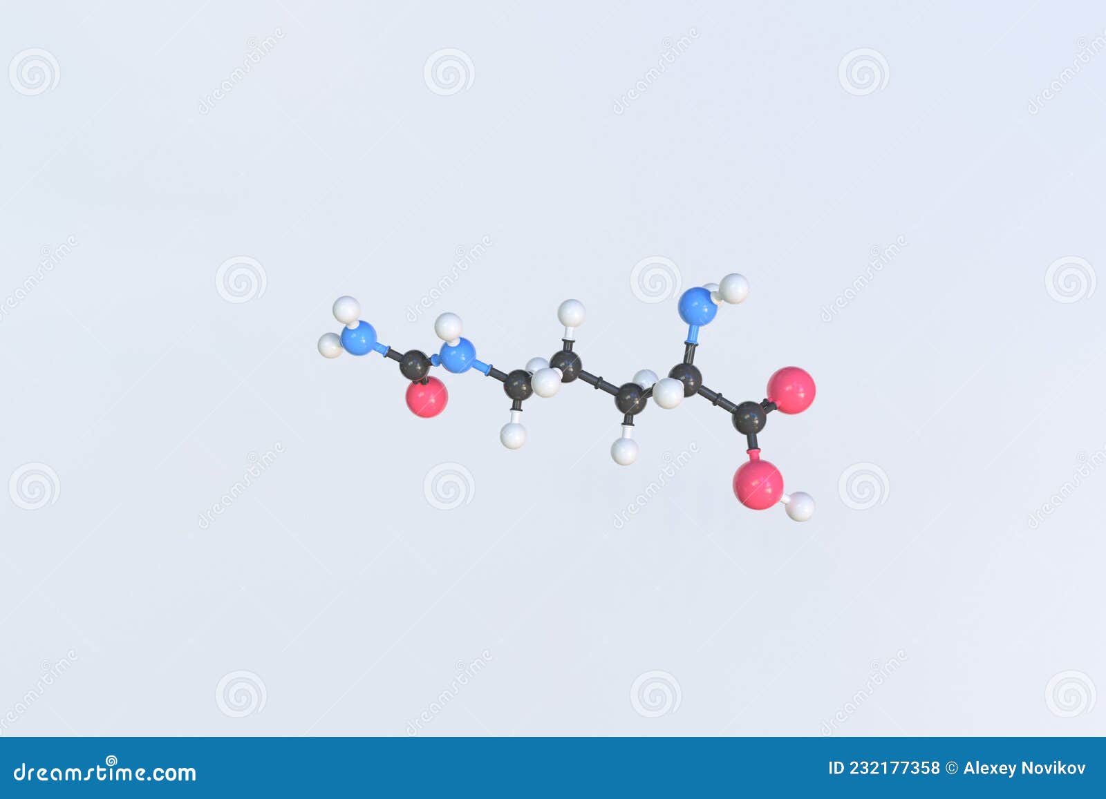 Citrulline Molecule, Isolated Molecular Model. 3D Rendering Stock