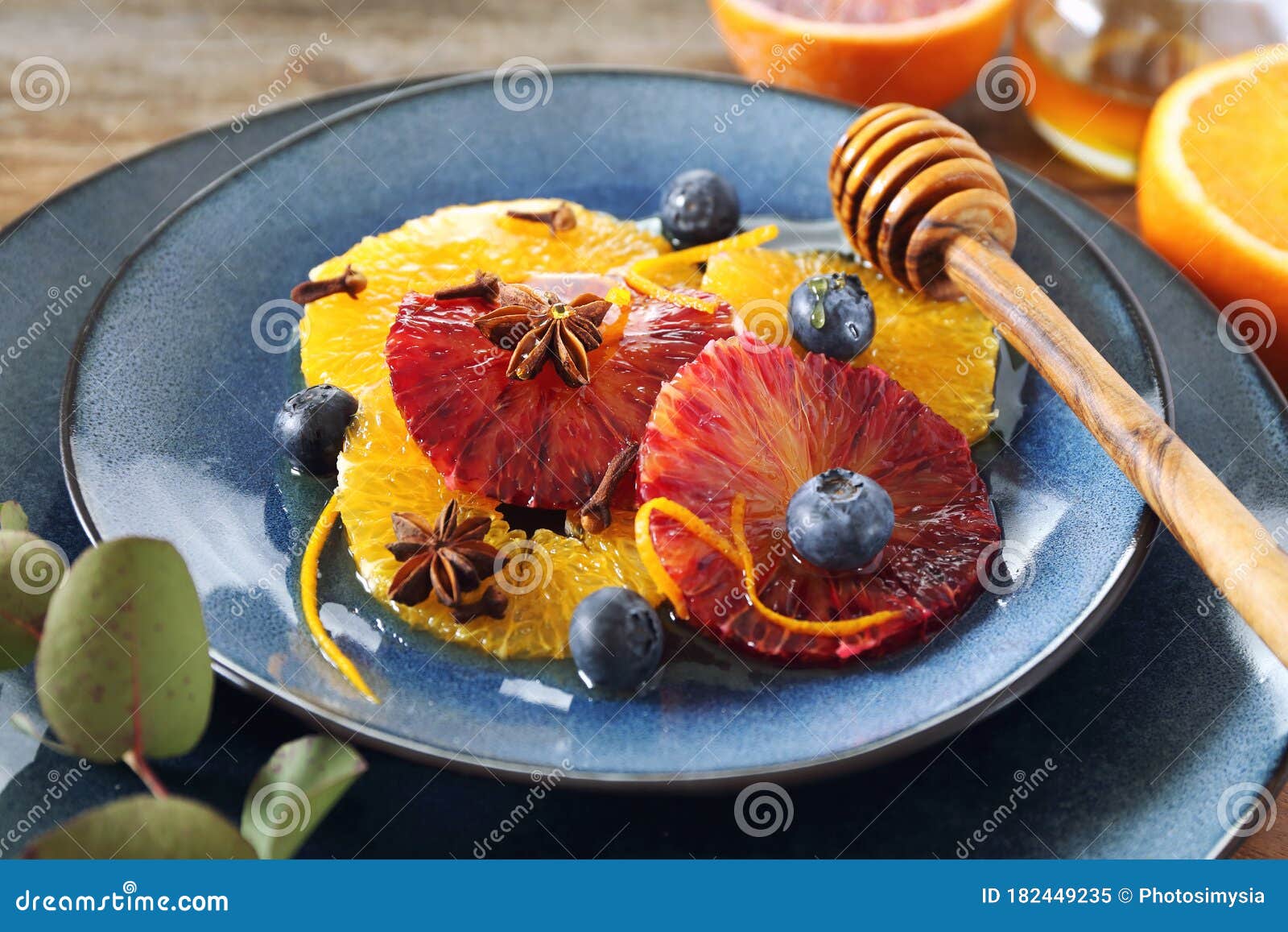 Citrus Dessert. Orange Carpaccio from Yellow and Blood Oranges with ...