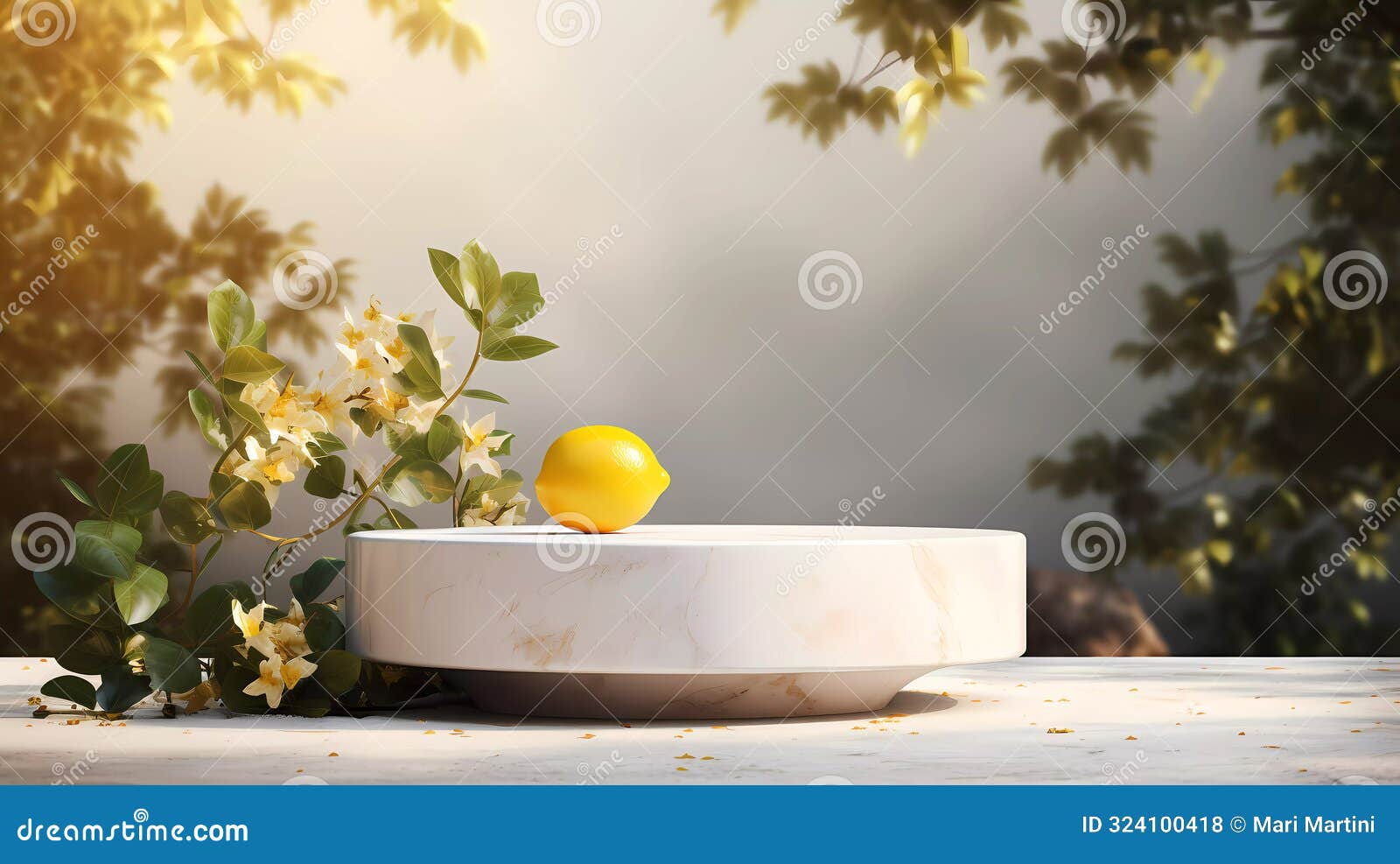 the citrus elegance with sophisticated podium display with fresh lemons