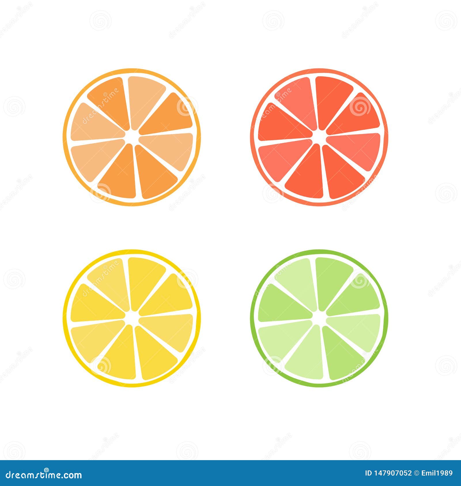 Citrus Fruit Icon Symbol Set Stock Illustration Illustration of icon