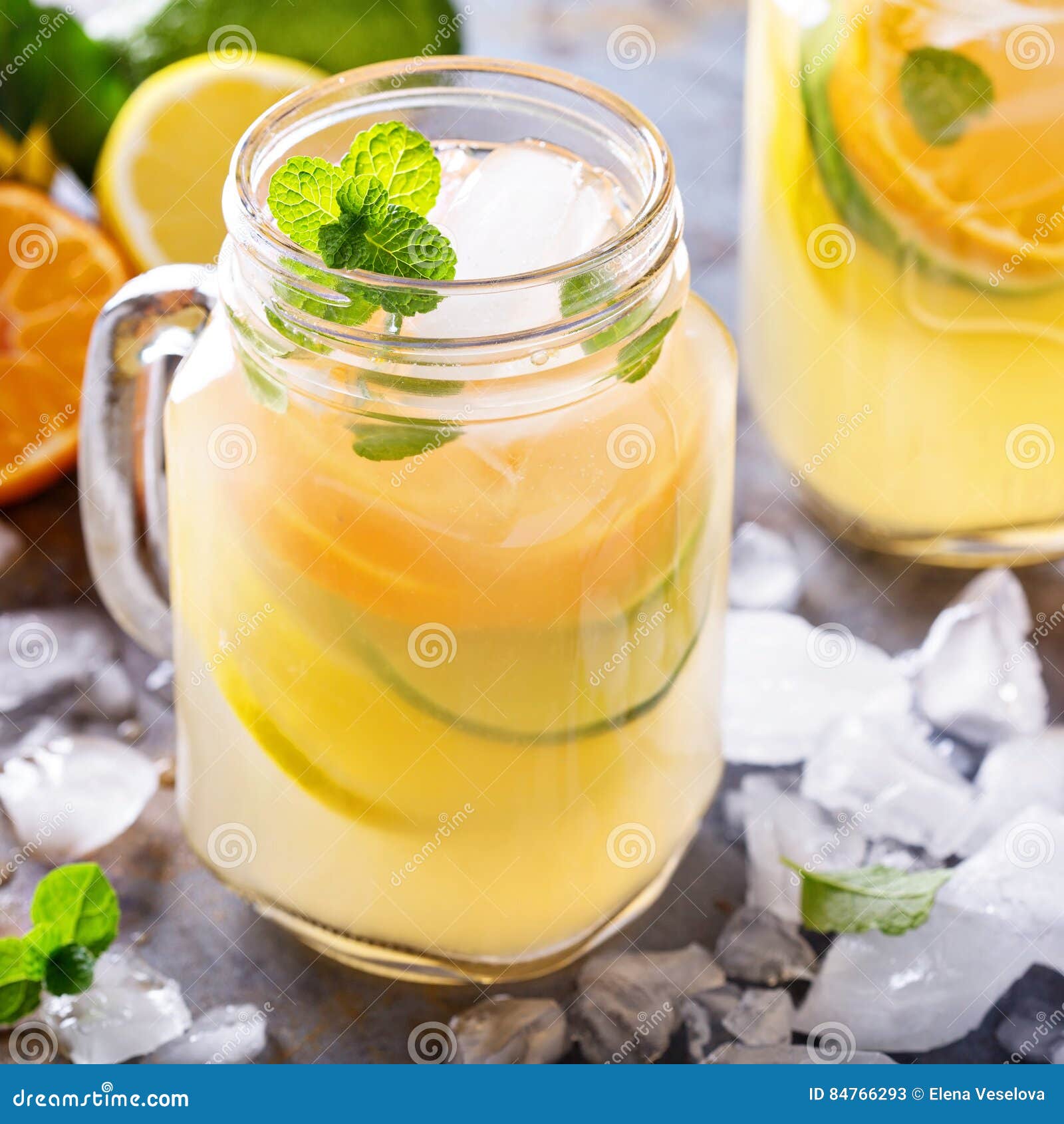 Citrus Fruit Lemonade in Mason Jars Stock Image Image of lemonade