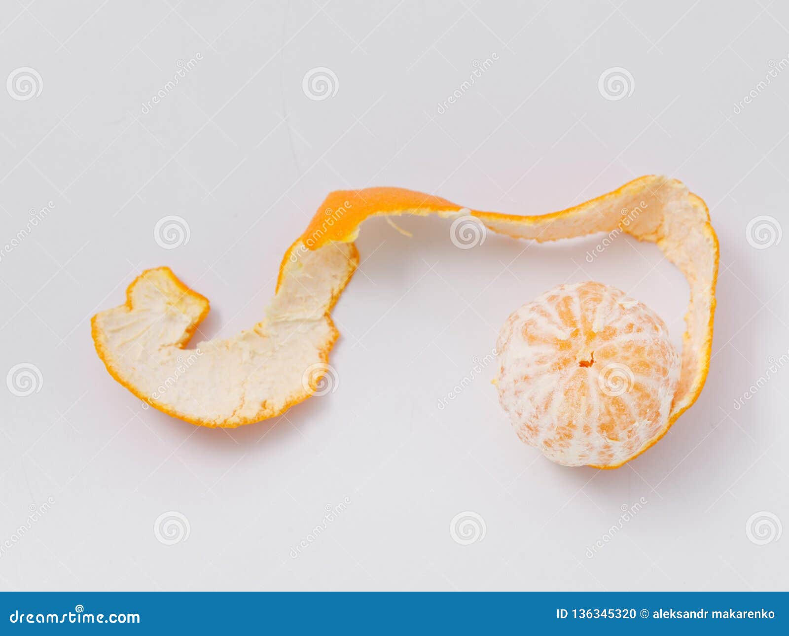 Citrus Fruit Mandarin Orange on White Background with Zest Stock Photo