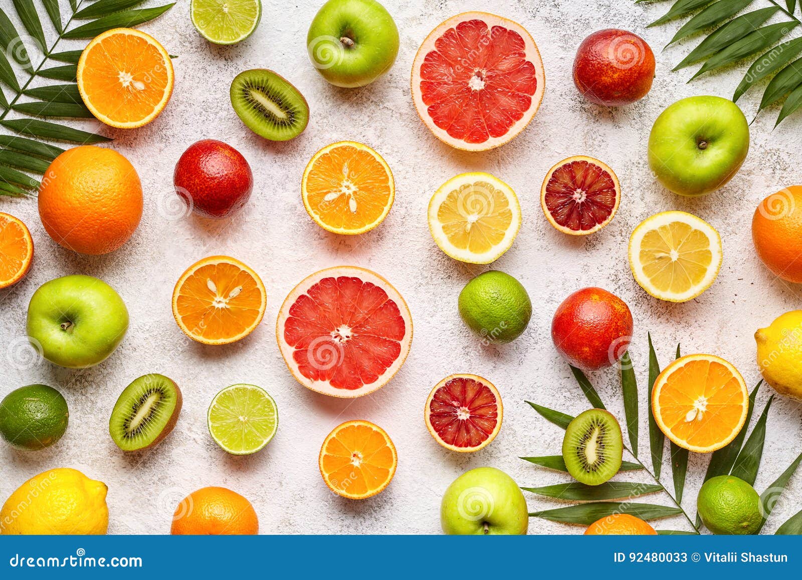 citrus fruits background mix flat lay, summer healthy vegetarian food, antioxidant detox nutrition diet