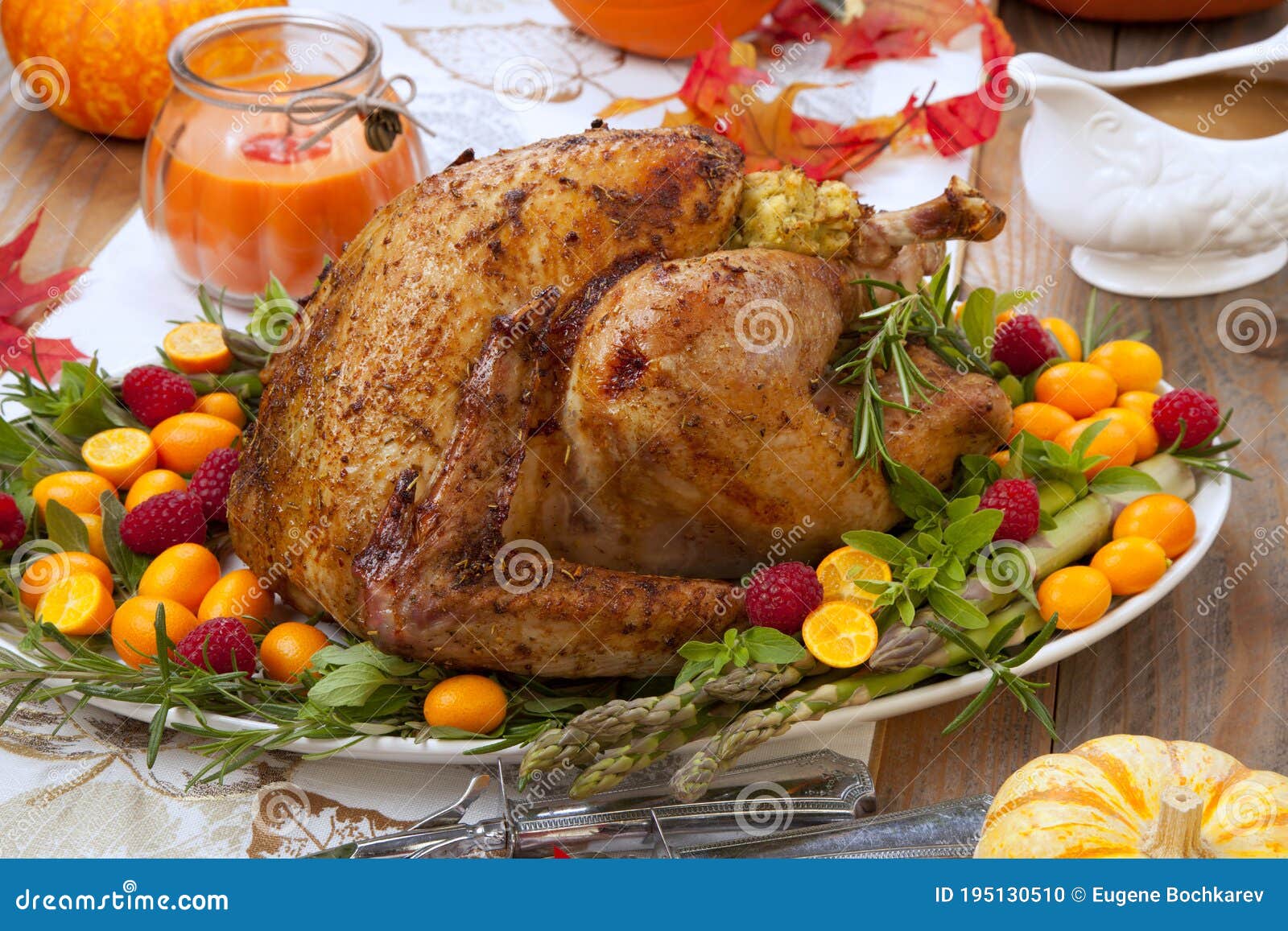 Citrus Glazed Thanksgiving Turkey Stock Photo - Image of meal, oregano ...