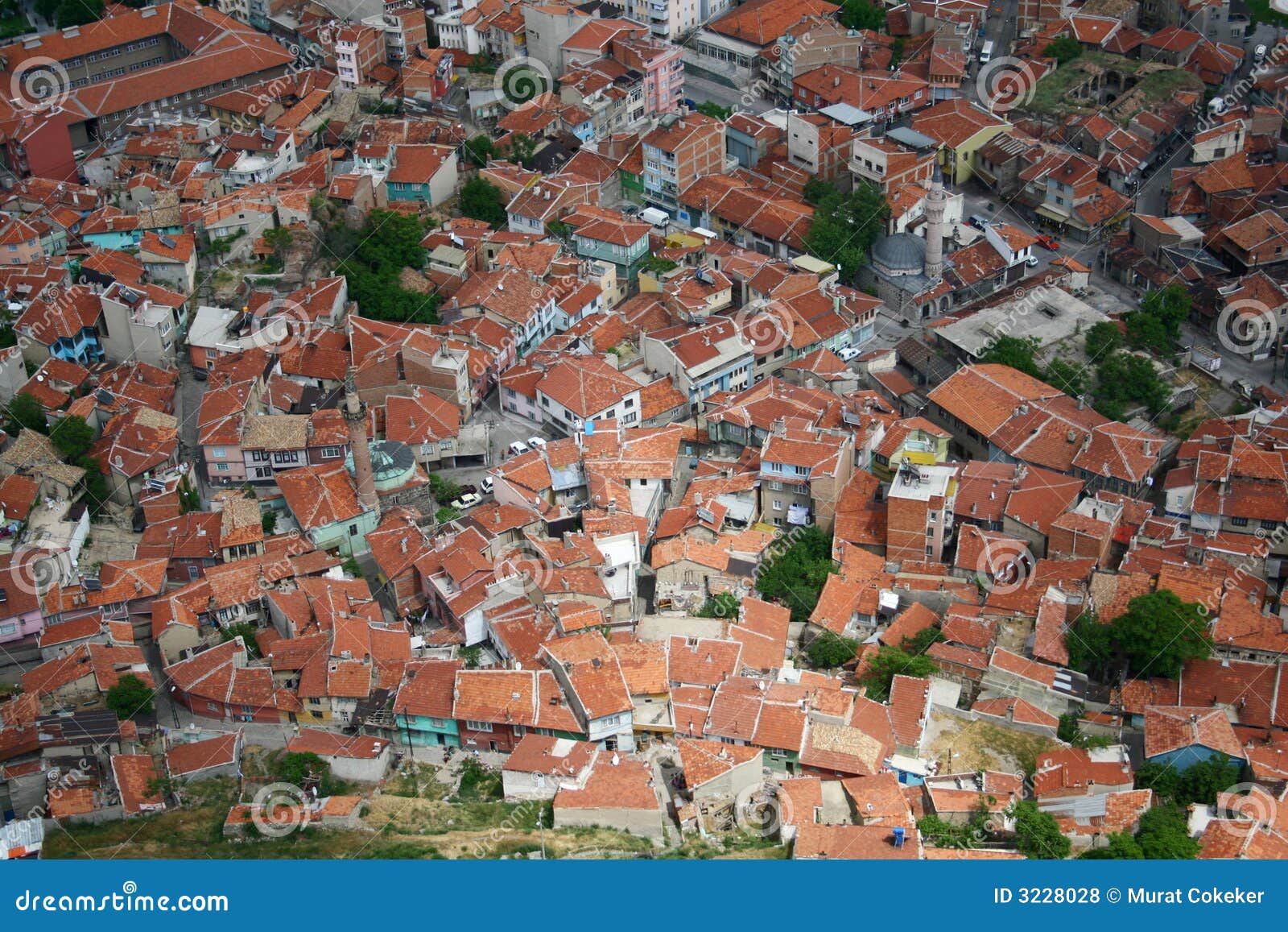 Città di vista di occhio di uccelli. Vista di occhio di uccelli della città afyonkarahisar del afyon in tacchino Asia