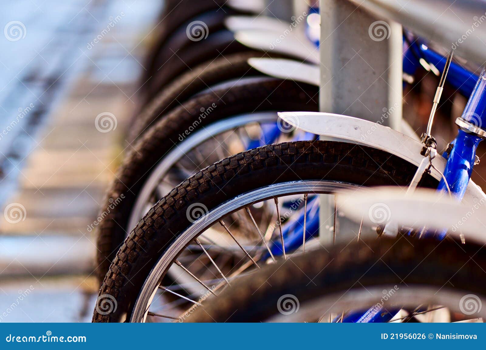 city bicycles near road