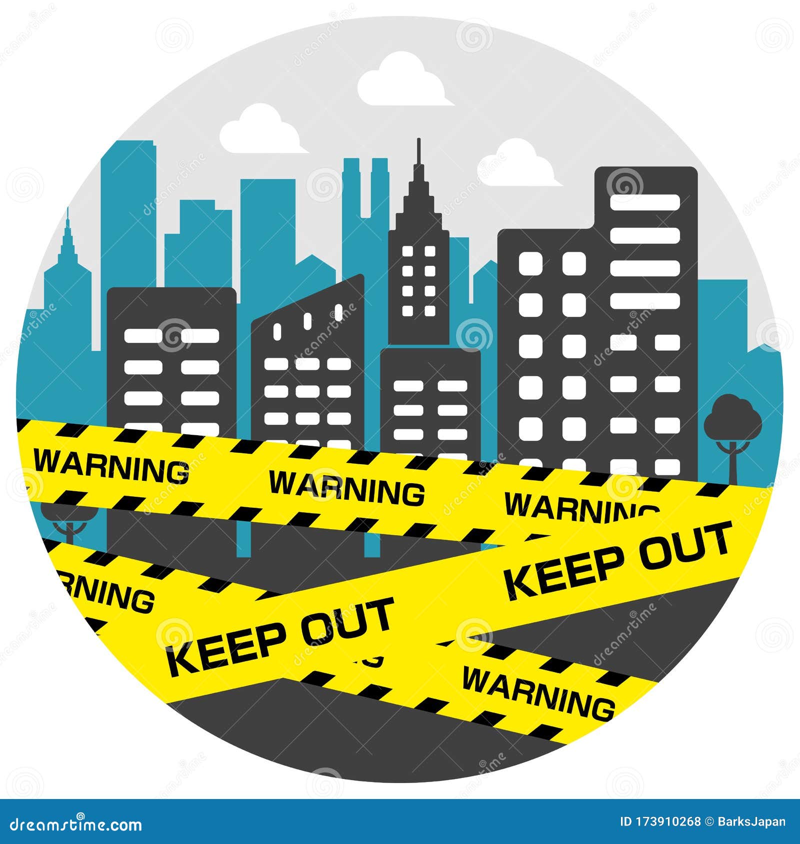 city blockade circle banner 