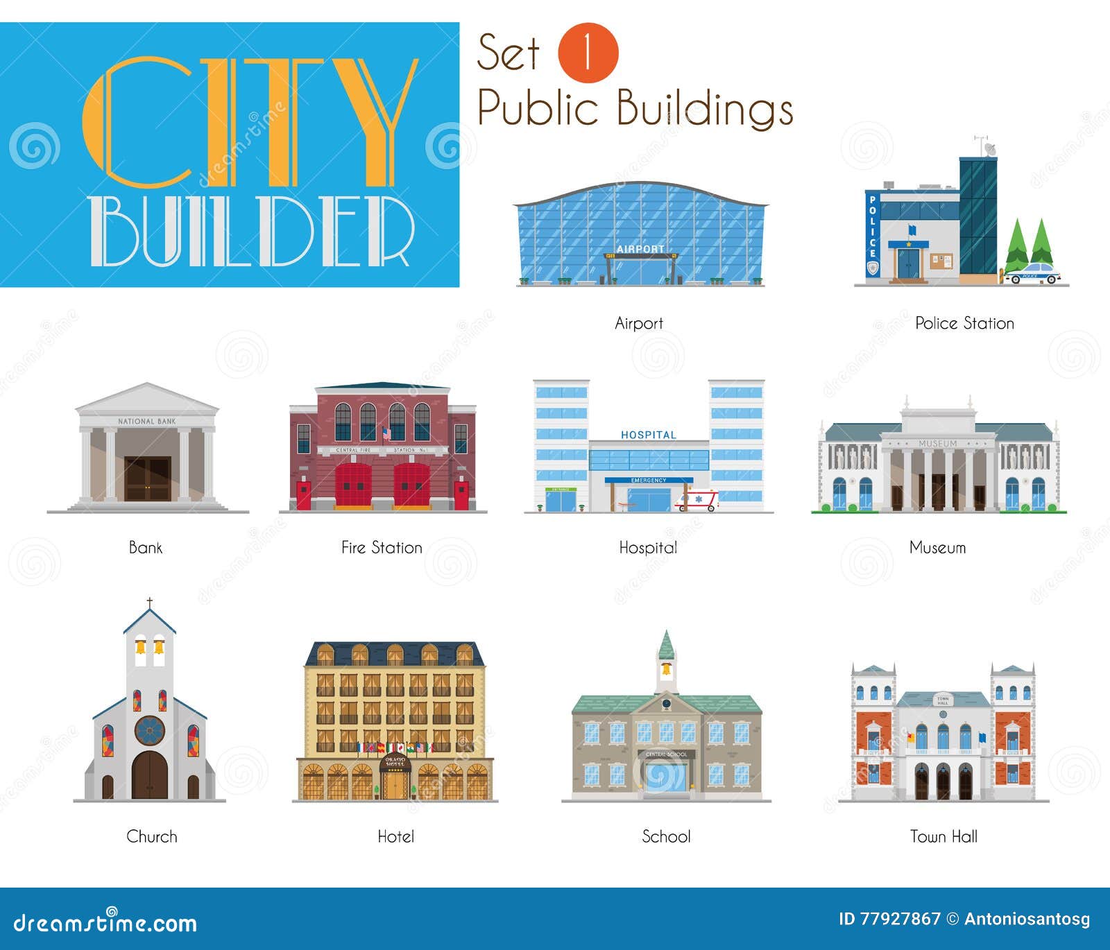 city builder set 1: public and municipal buildings