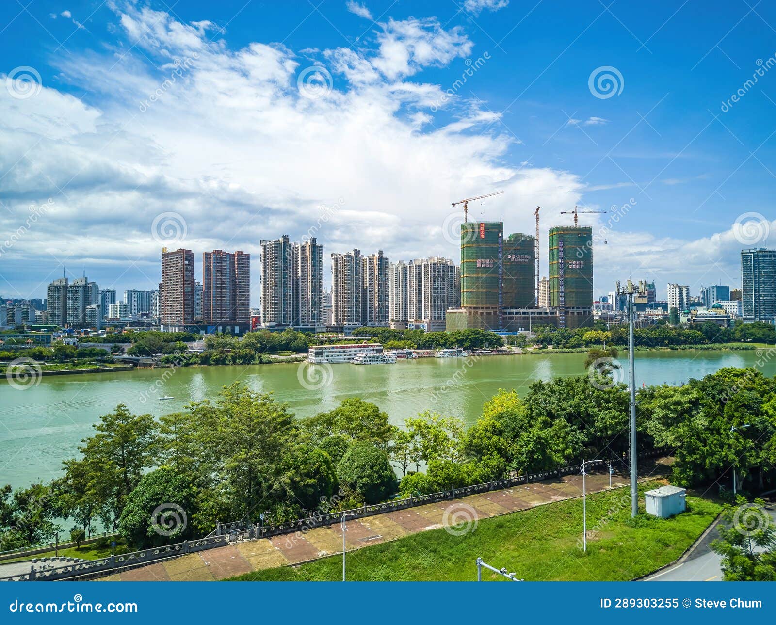 City Buildings and River Bank Landscape in Nanning, Guangxi, China ...