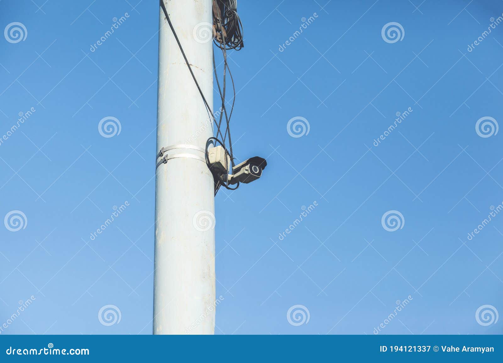 City Cctv Security Surveillance Camera System Attached on the Traffic