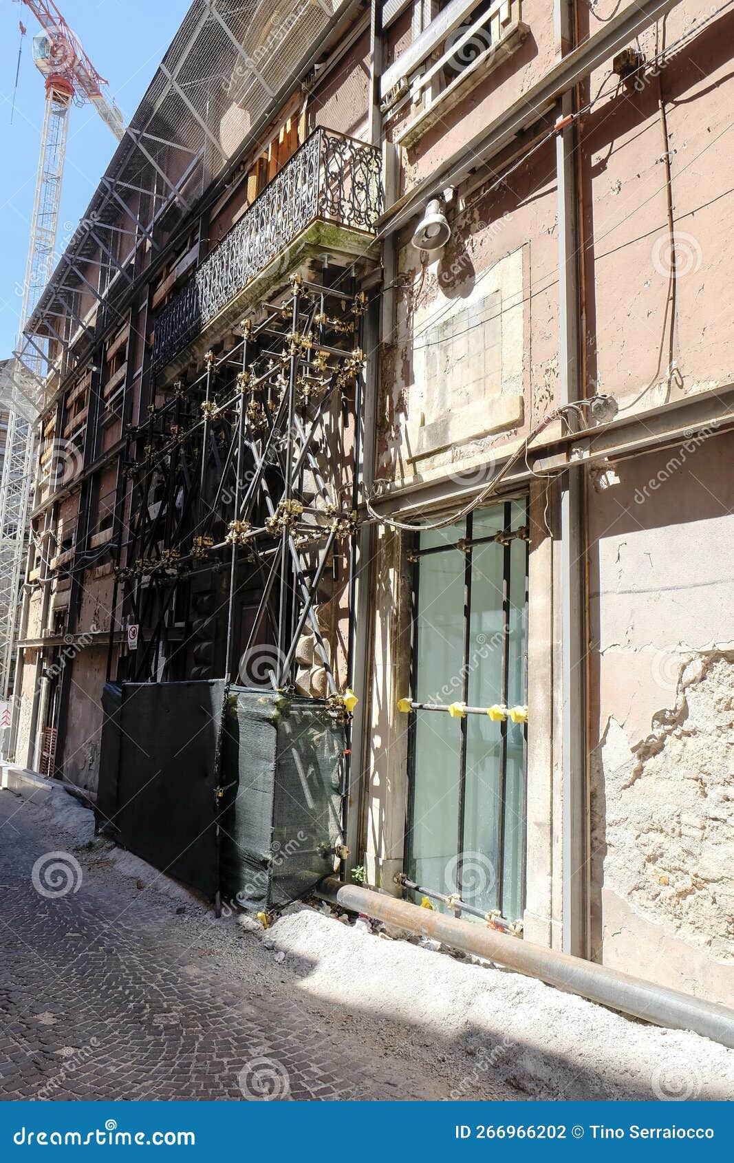 city center of l& x27;aquila in abruzzo under renovation after the 2009 earthquake