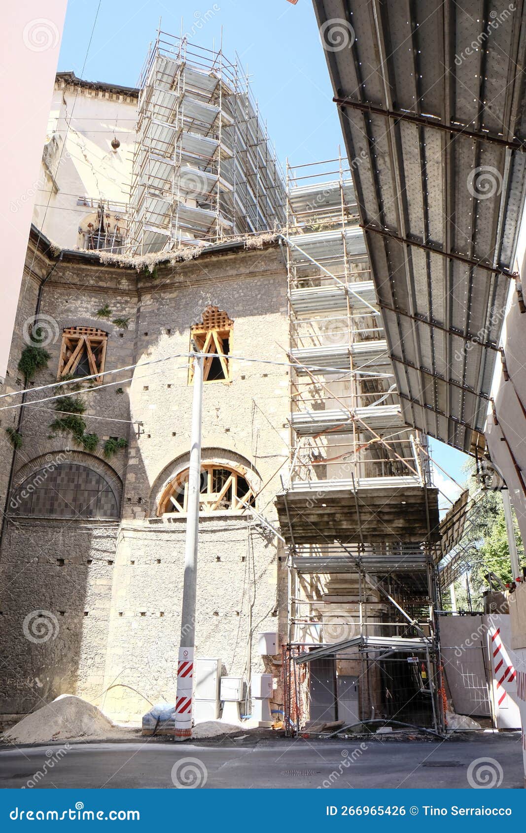 city center of l& x27;aquila in abruzzo under renovation after the 2009 earthquake