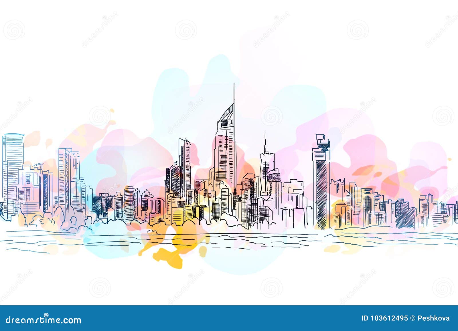 City Drawing Background Stock Illustration Illustration Of