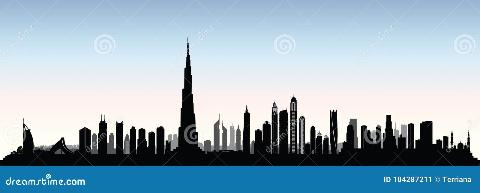 city dubai skyline. uae cityscape united arab emirates urban vie