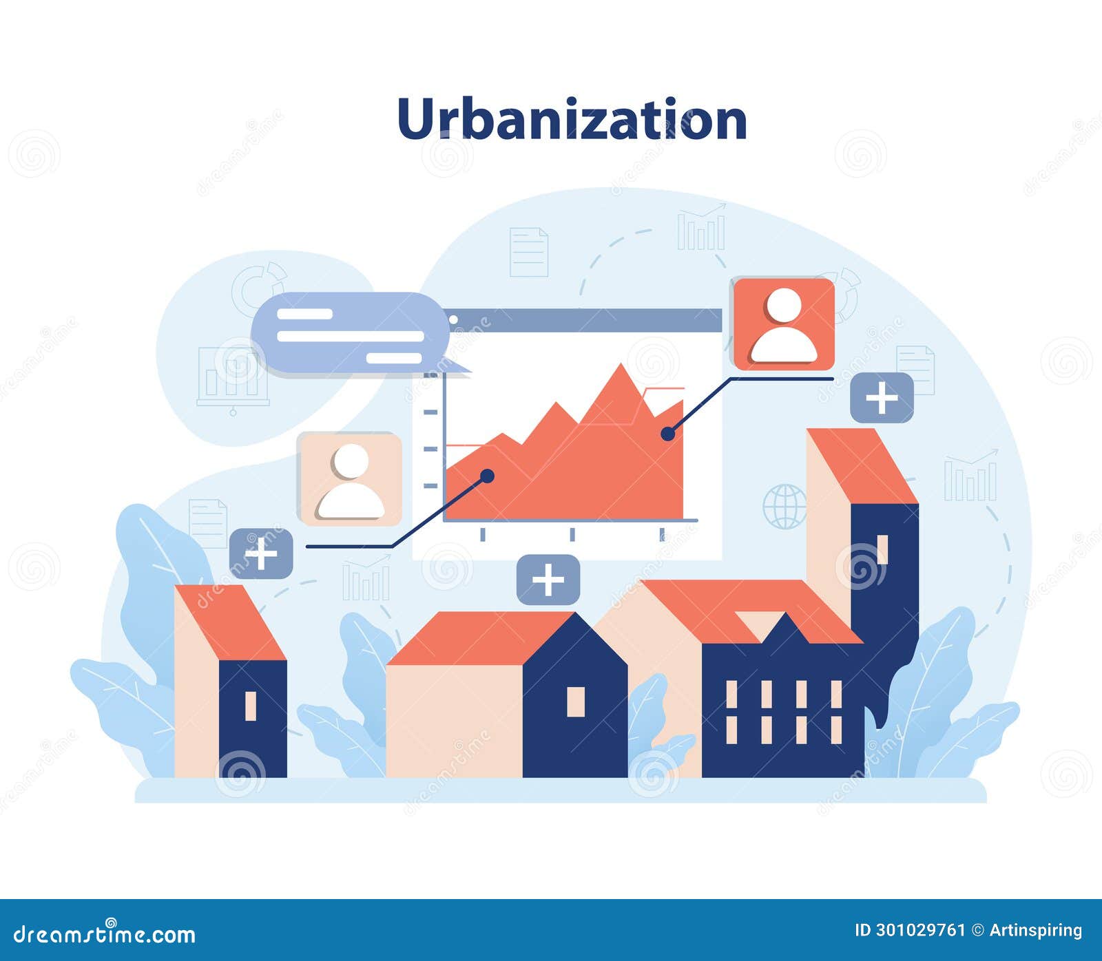 City Expansion and Datadriven Growth Visualization. Flat Vector