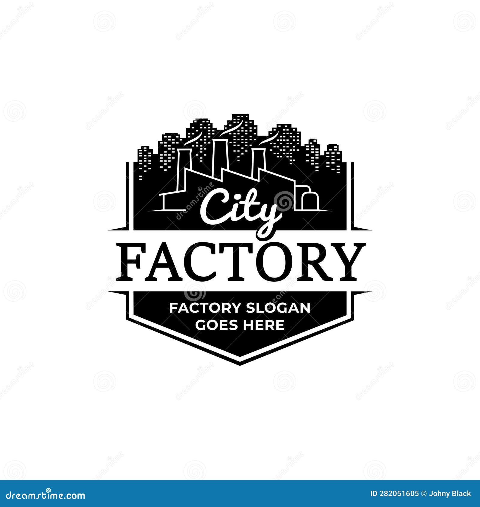 City Factory Design Template. Industry in the City. Vector and ...