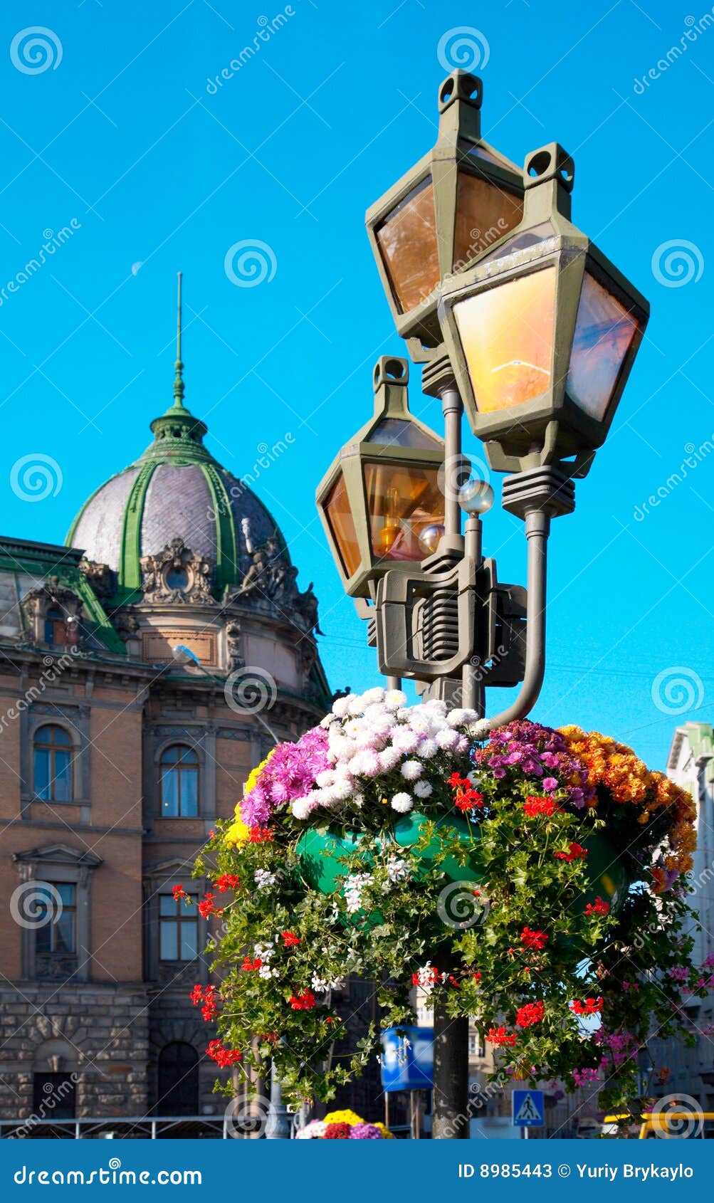 City flowers stock image. Image of post, pole, lvov, flower 8985443