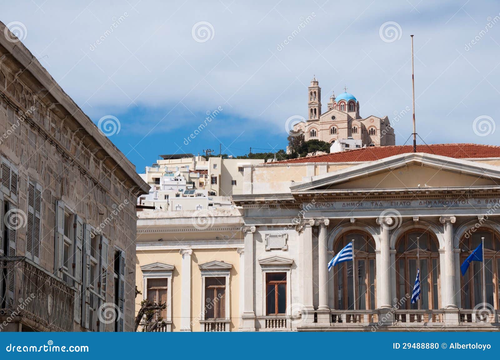 City Hall of Ermoupolis (Greece) Stock Photo - Image of palace
