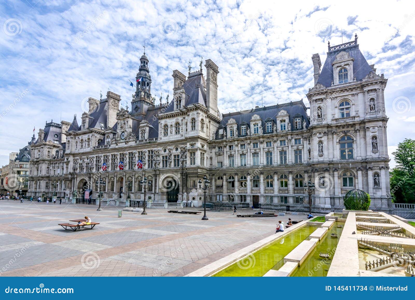 City Hall Hotel De Ville in Paris, France Stock Photo - Image of palace ...